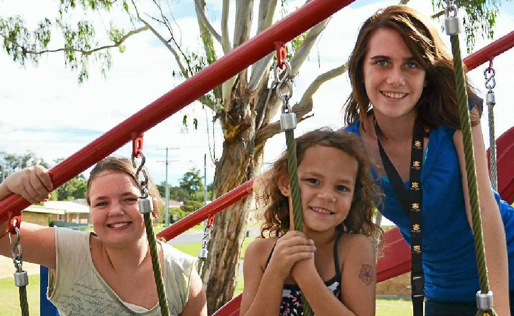 Taylah Gibson, Chloe Schmutter and Tyla Golding enjoying a day of sunshine at Mile End Park yesterday. Taylah Gibson, Chloe Schmutter and Tyla Golding enjoying a day of sunshine at Mile End Park yesterday.